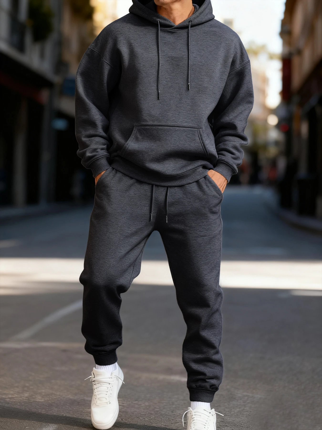 Man's Hoodie Set Winter Solid  - Mens Fashion Clothes 评论和价格