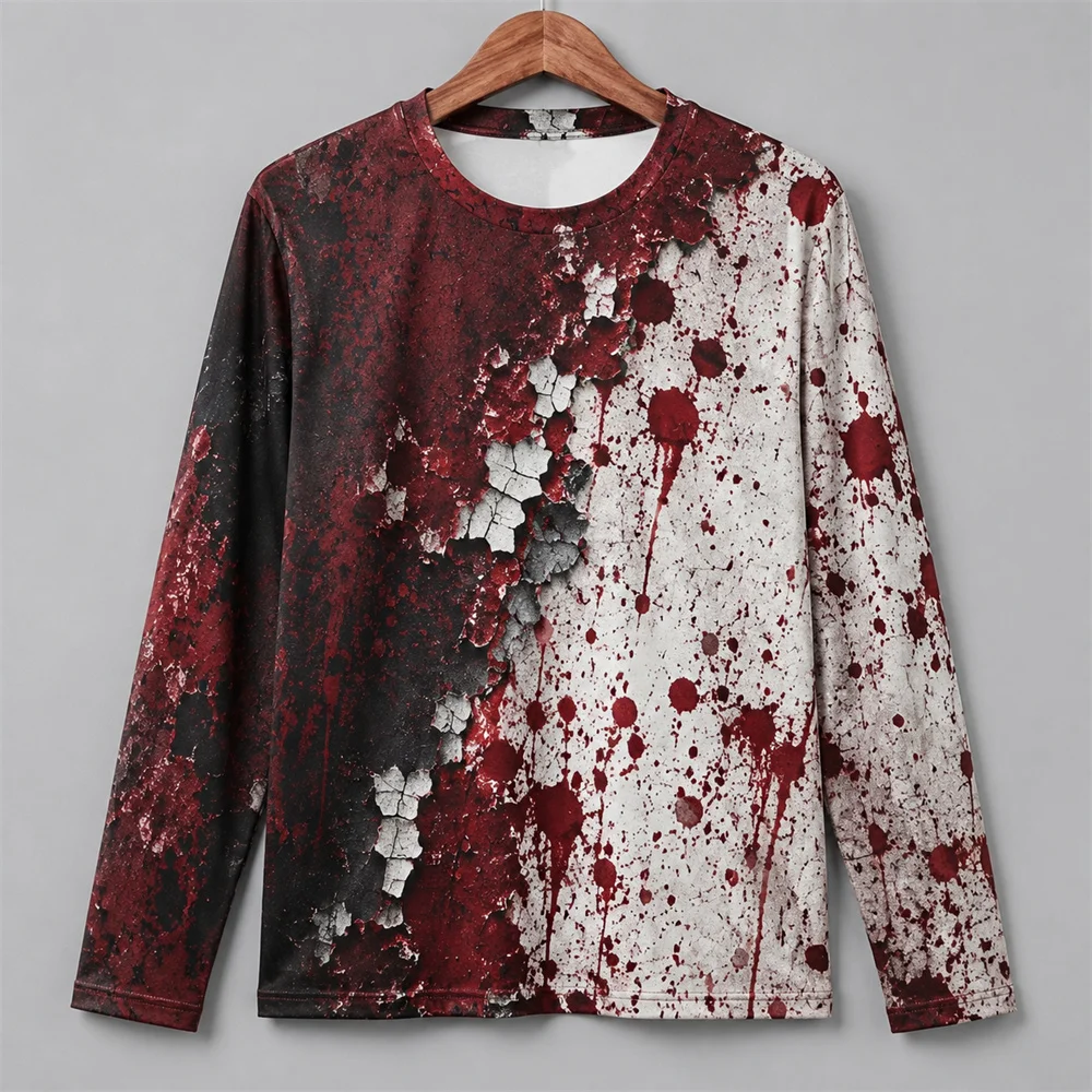 3D Print Horror Red Blood Stai - Mens Fashion Summer 评论和价格