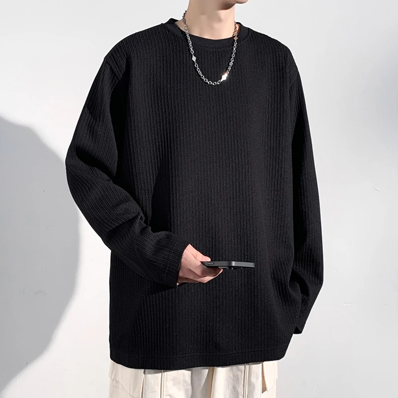 Men Ribbed Knit Crew Neck Long - Men'S Fashion T Shirts 评论和价格