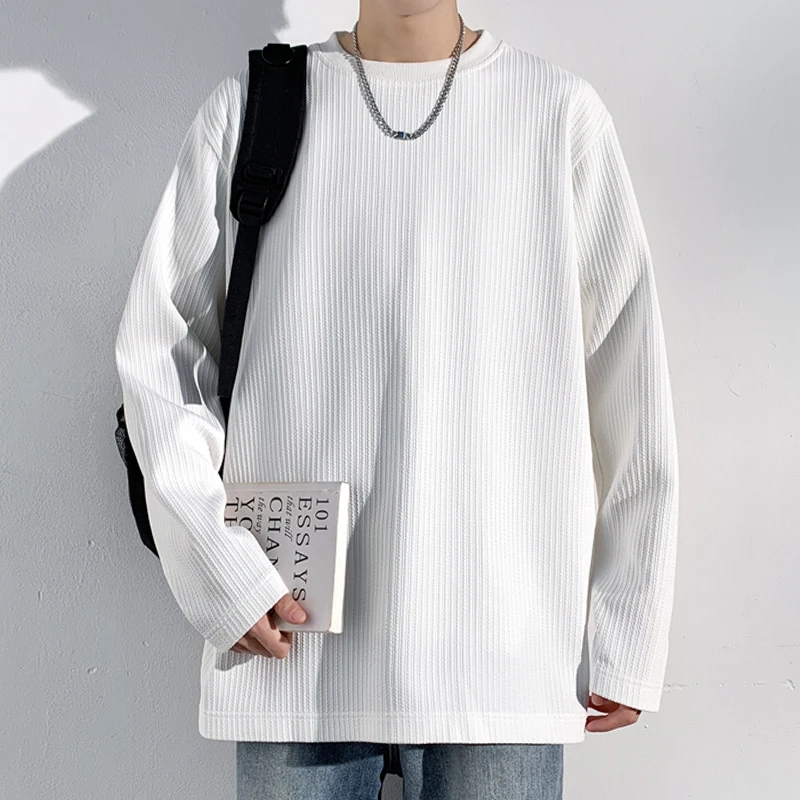 Men Ribbed Knit Crew Neck Long - Men'S Fashion T Shirts 评论和价格