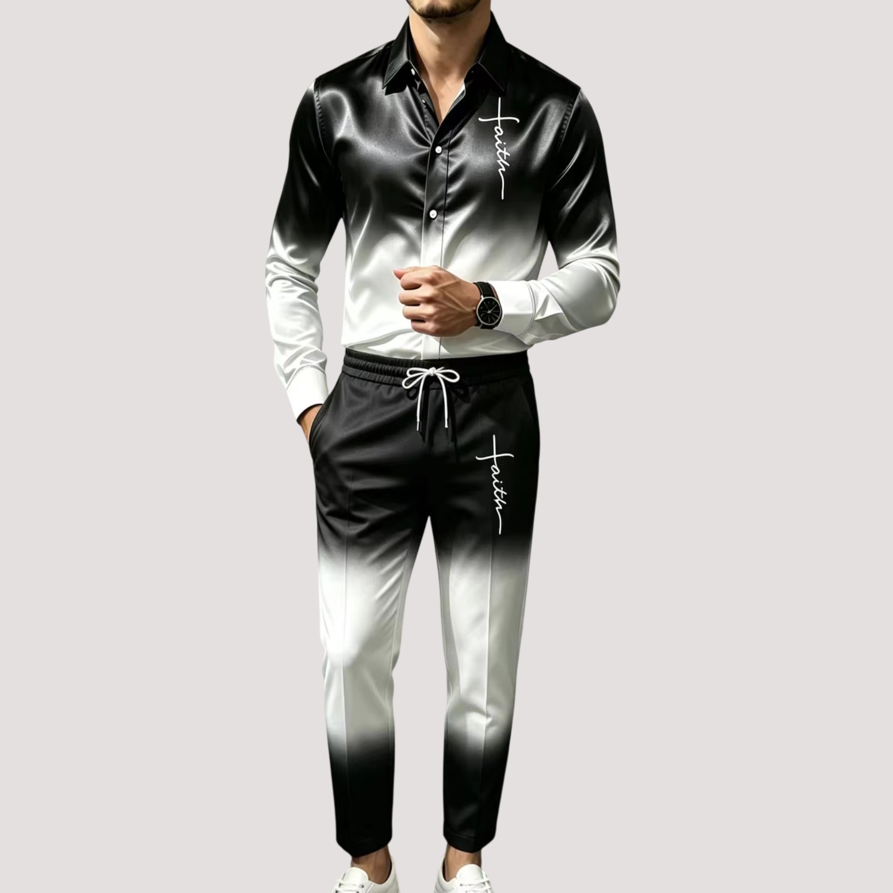 Men's Satin Silk Sports Suit T - Mens Fashion Clothes 评论和价格